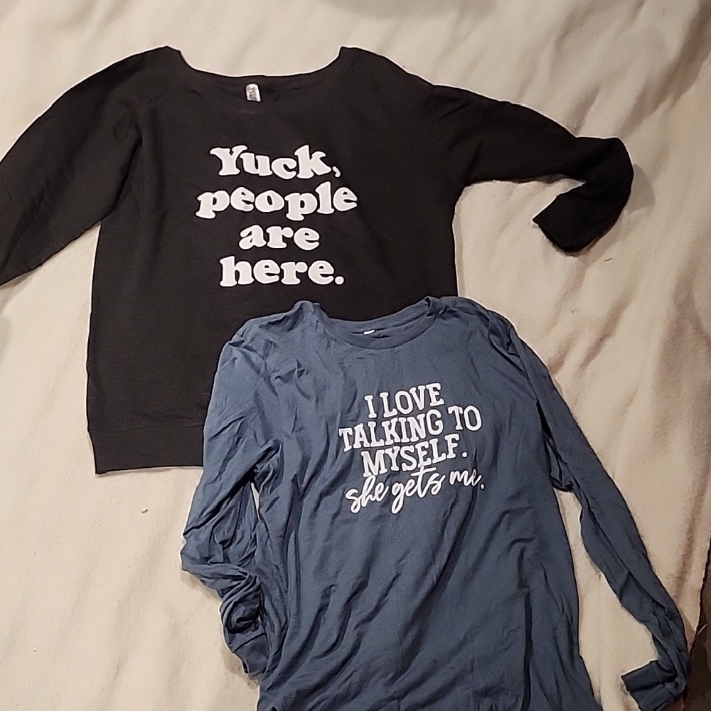 Graphic Long Sleeve Ladies Shirts - Black and Blue